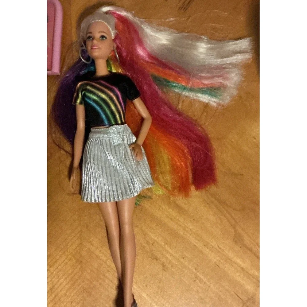 Rainbow‎ Hair Barbie Salon Playset With Accessories